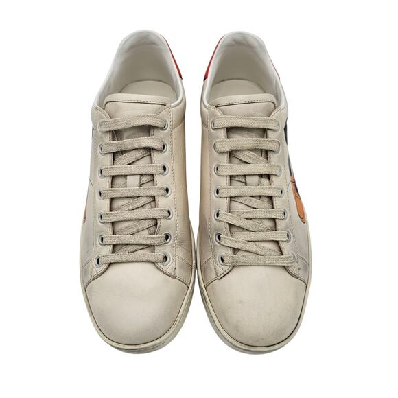 Gucci Ace Sneaker Disney Mickey Mouse Beige Orange Low Top Size 38.5 US 8.5 - Picture 4 of 11
